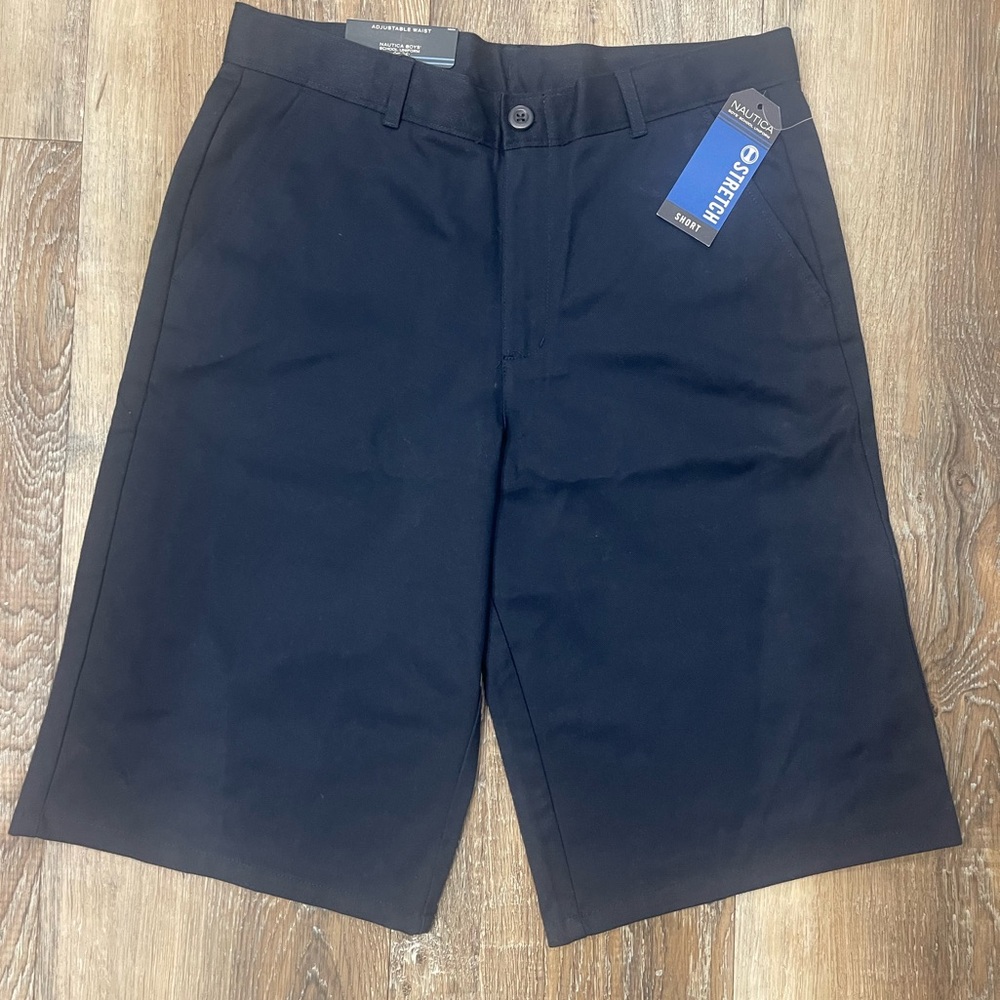 Nautica Boy’s Navy Flat Front Shorts, Size 20 (XL), NWT, 31” Waist